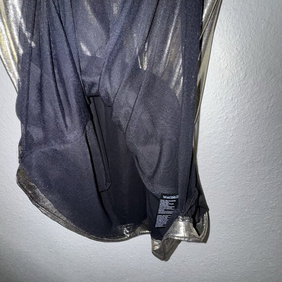 Urban Outfitters Silence + Noise Drita Dress Women’s L Gold Metallic Mini Slip - Picture 6 of 9